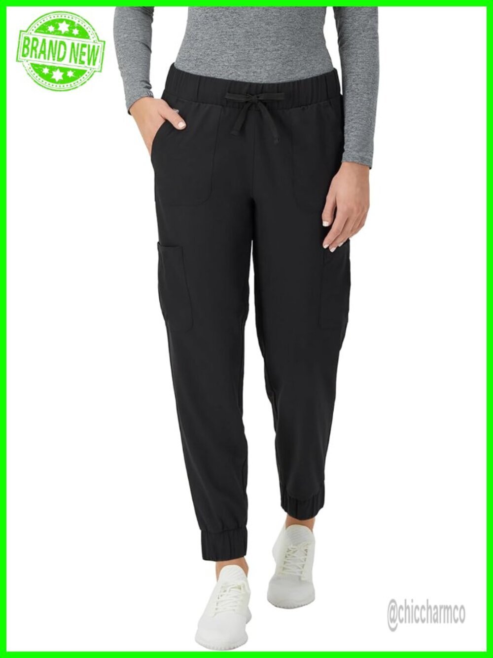 Women's Scrubs Cargo Joggers - Moisture Wicking Drawstring Pockets